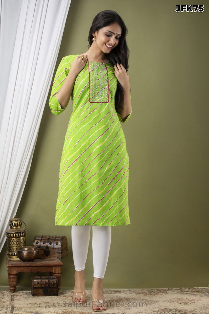 Green Lehariya Kurti