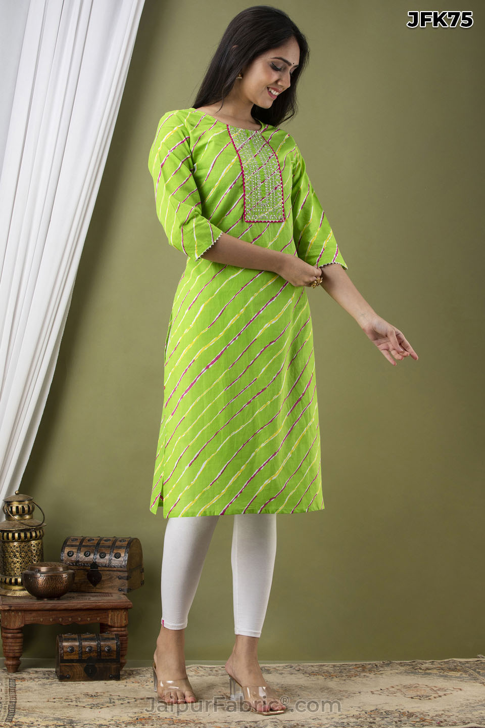 Green Lehariya Kurti