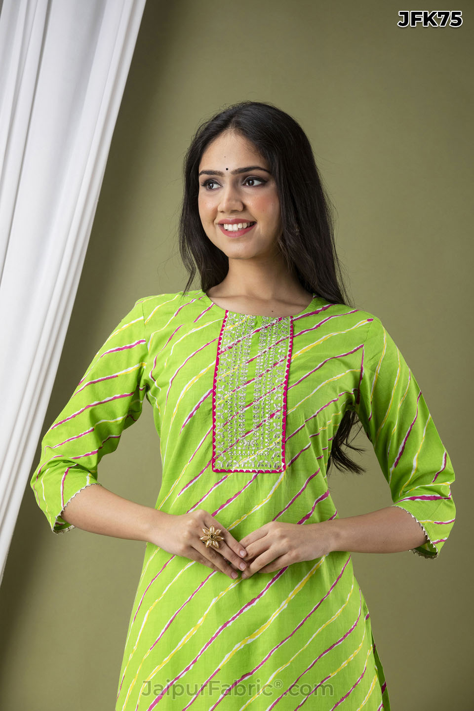 Green Lehariya Kurti