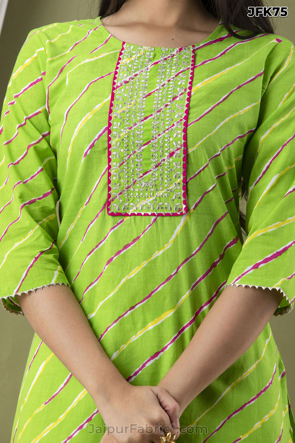 Green Lehariya Kurti