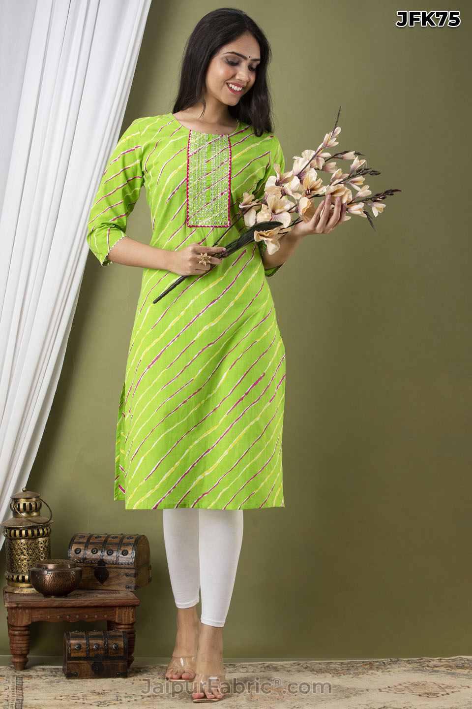 Green Lehariya Kurti