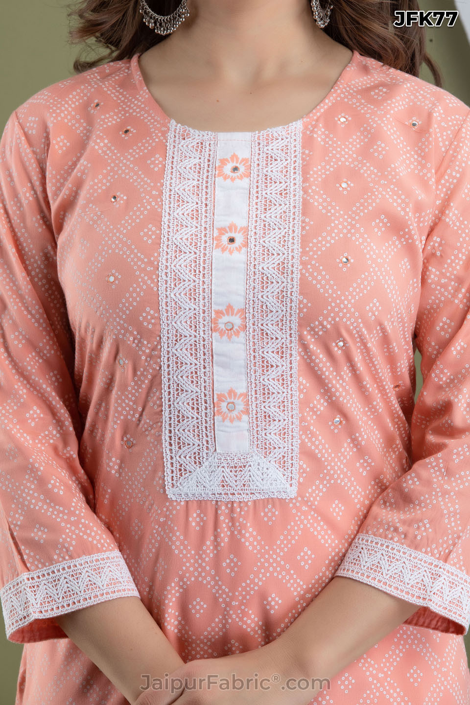 Peach Cotton Kurti 3pcs Sets