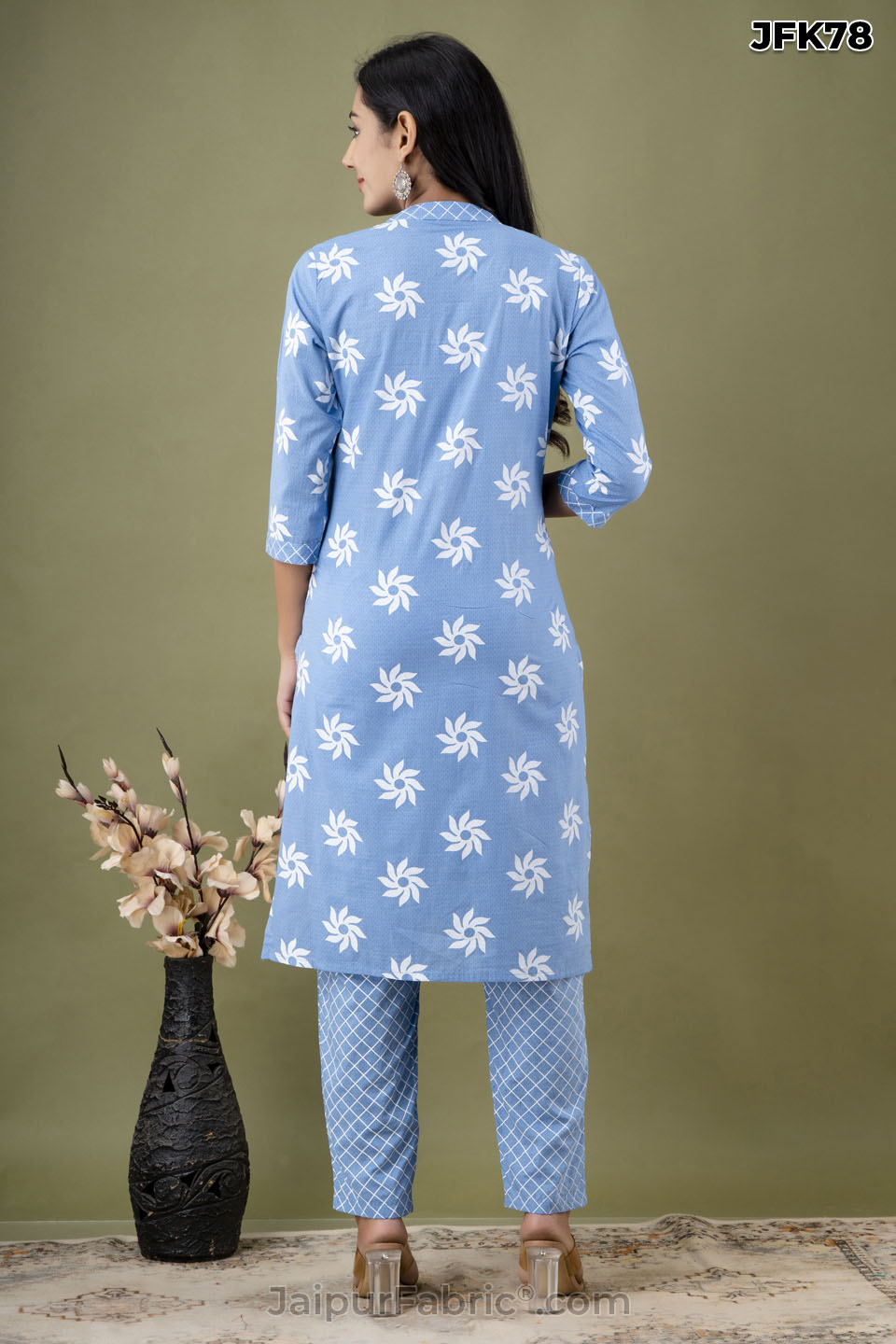 Blue Patch Work Kurti Pant & Dupatta