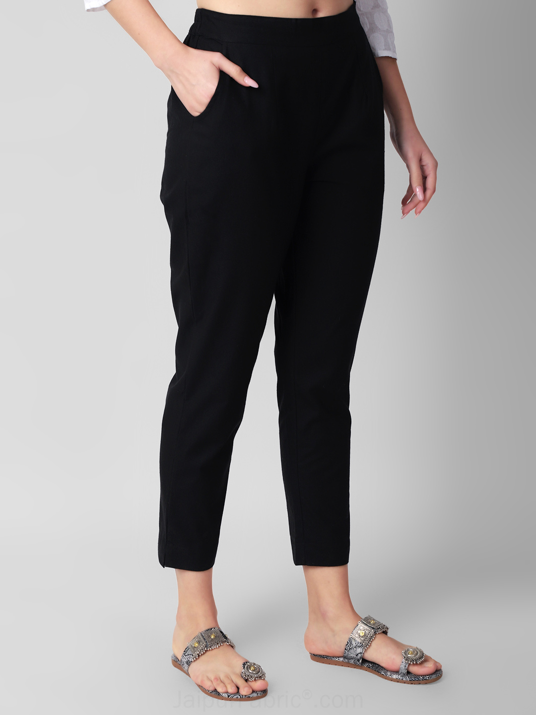 Jet Black Women Cotton Pants casual and semi formal daily trousers