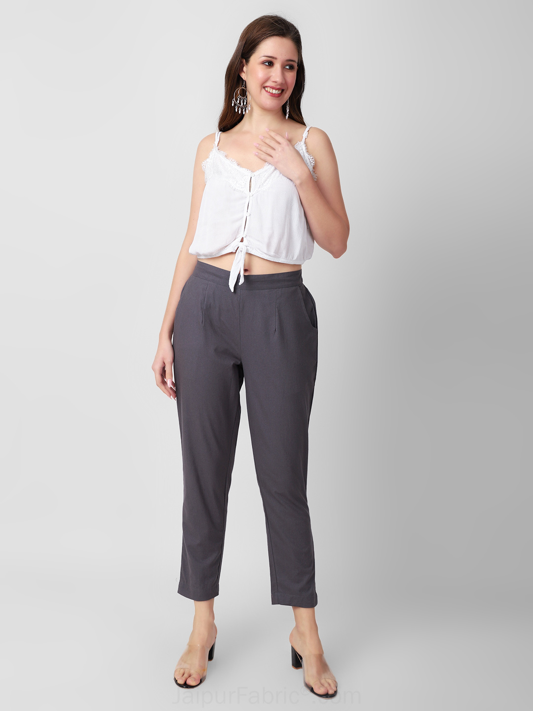 Slate Grey Women Cotton Pants casual and semi formal daily trousers