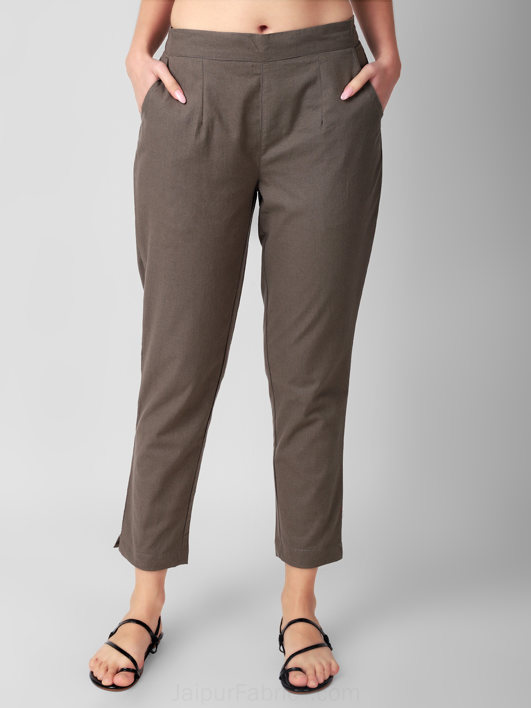 Taupe Neutral Women Cotton Pants casual and semi formal daily trousers