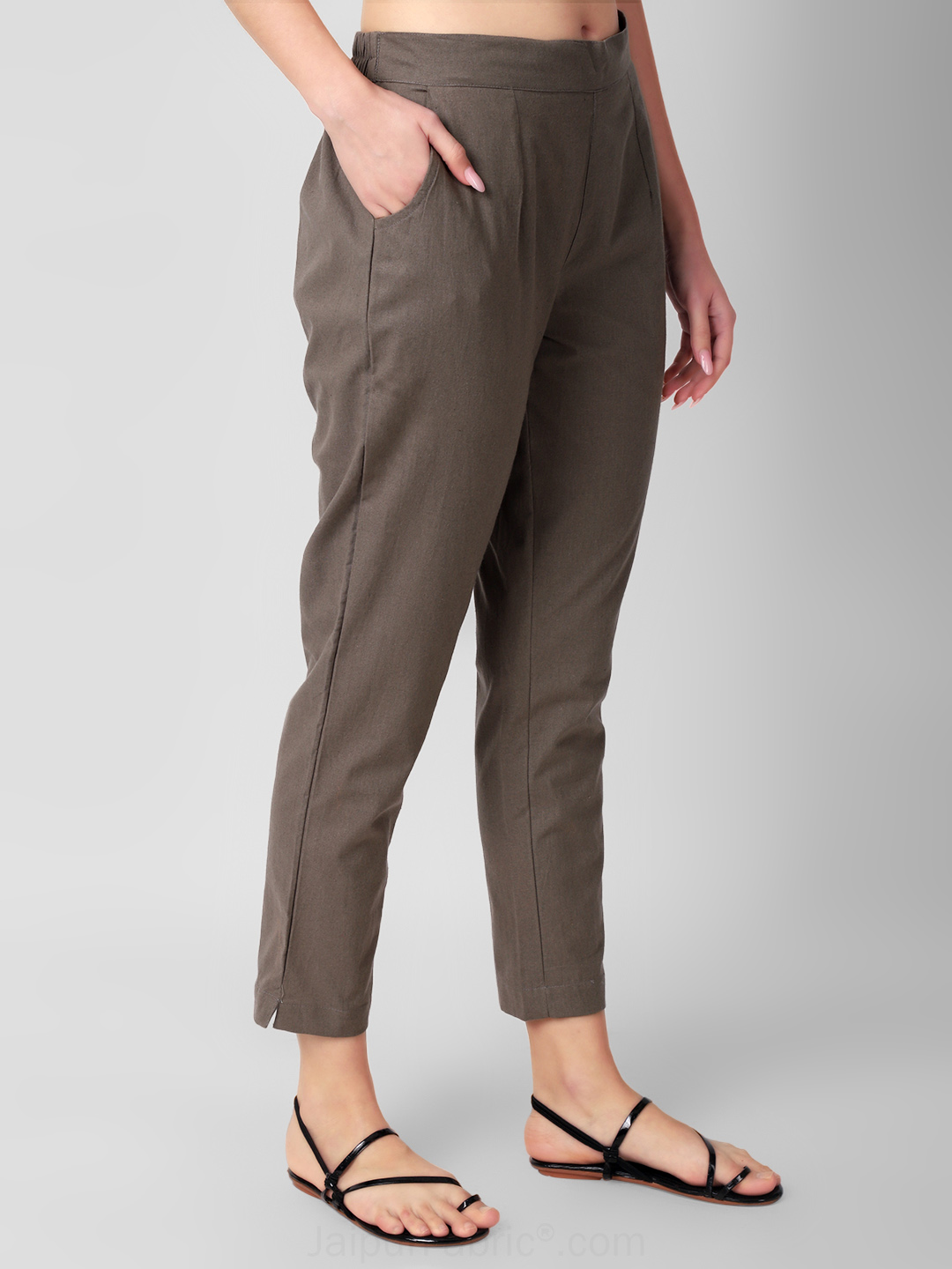 Taupe Neutral Women Cotton Pants casual and semi formal daily trousers