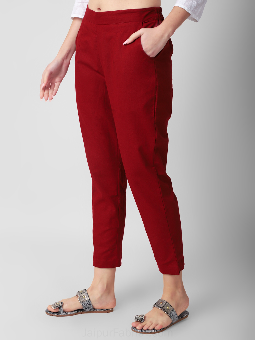 Burgundy Bliss Women Cotton Pants casual and semi formal daily trousers