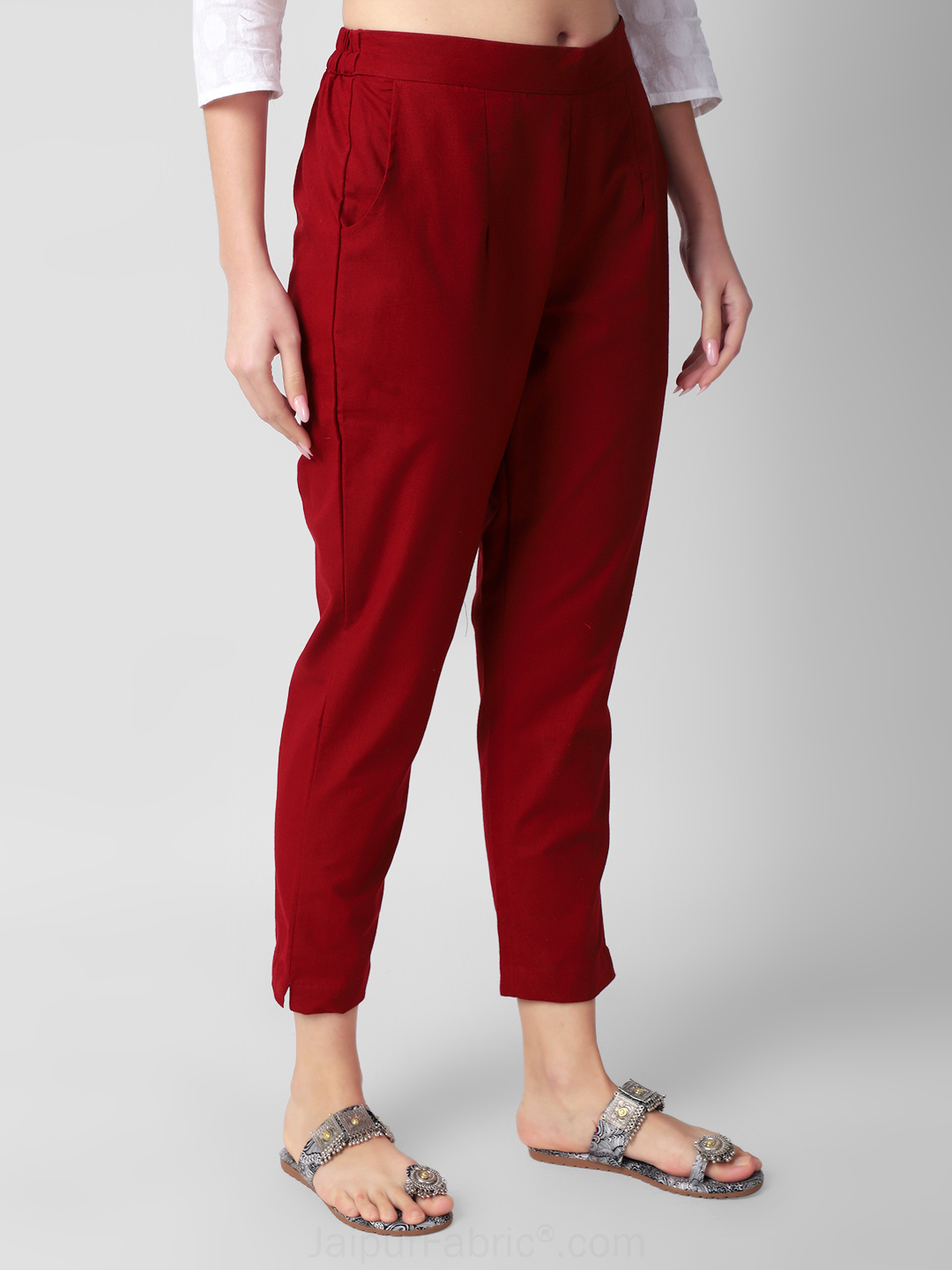 Burgundy Bliss Women Cotton Pants casual and semi formal daily trousers