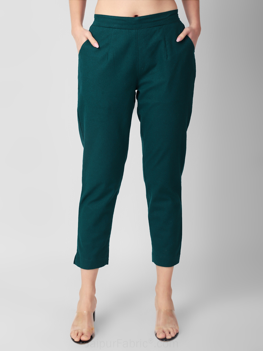 Bottle Green Women Cotton Pants casual and semi formal daily trousers