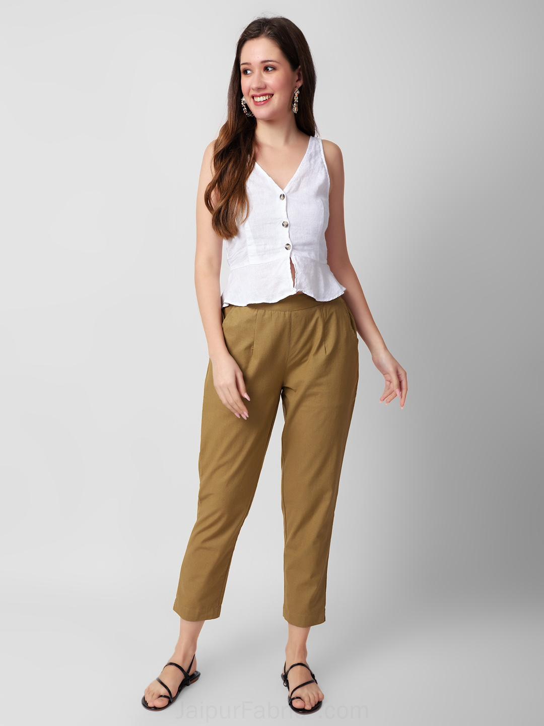 Tortilla Brown Women Cotton Pants casual and semi formal daily trousers