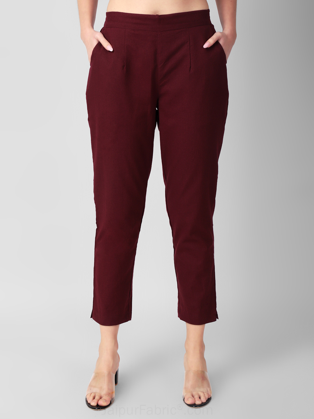 Wine Velour Women Cotton Pants casual and semi formal daily trousers