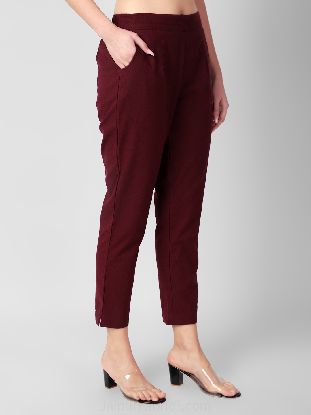 Wine Velour Women Cotton Pants casual and semi formal daily trousers