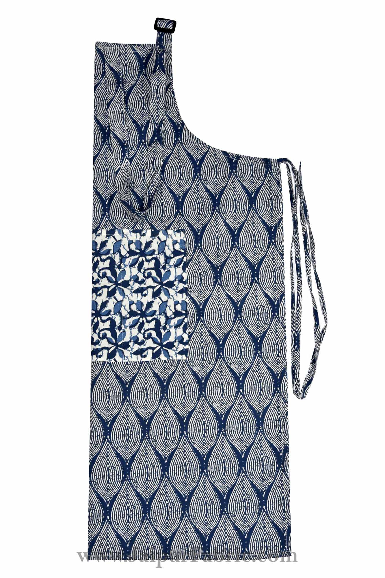 Navy blue retro print apron