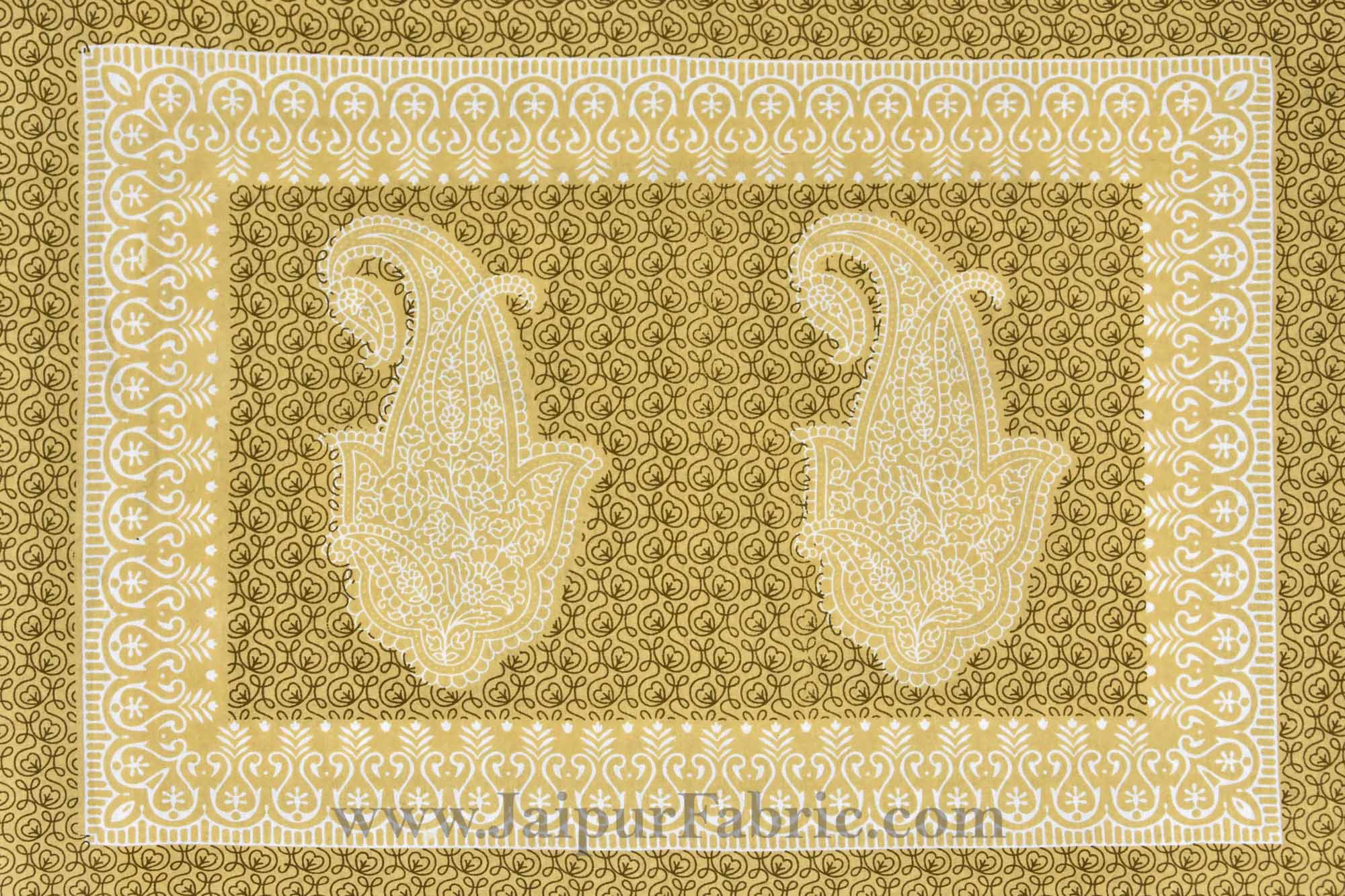 Peerless Paisley On Lemon Yellow Double Bedsheet