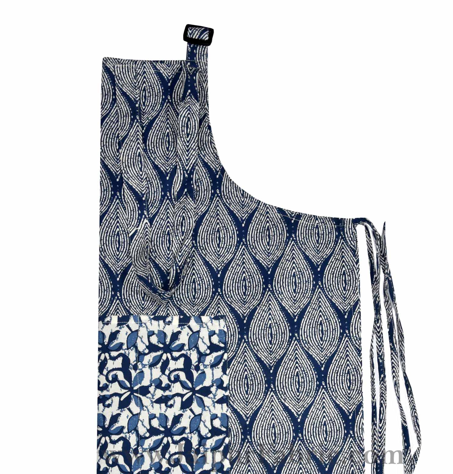 Navy blue retro print apron