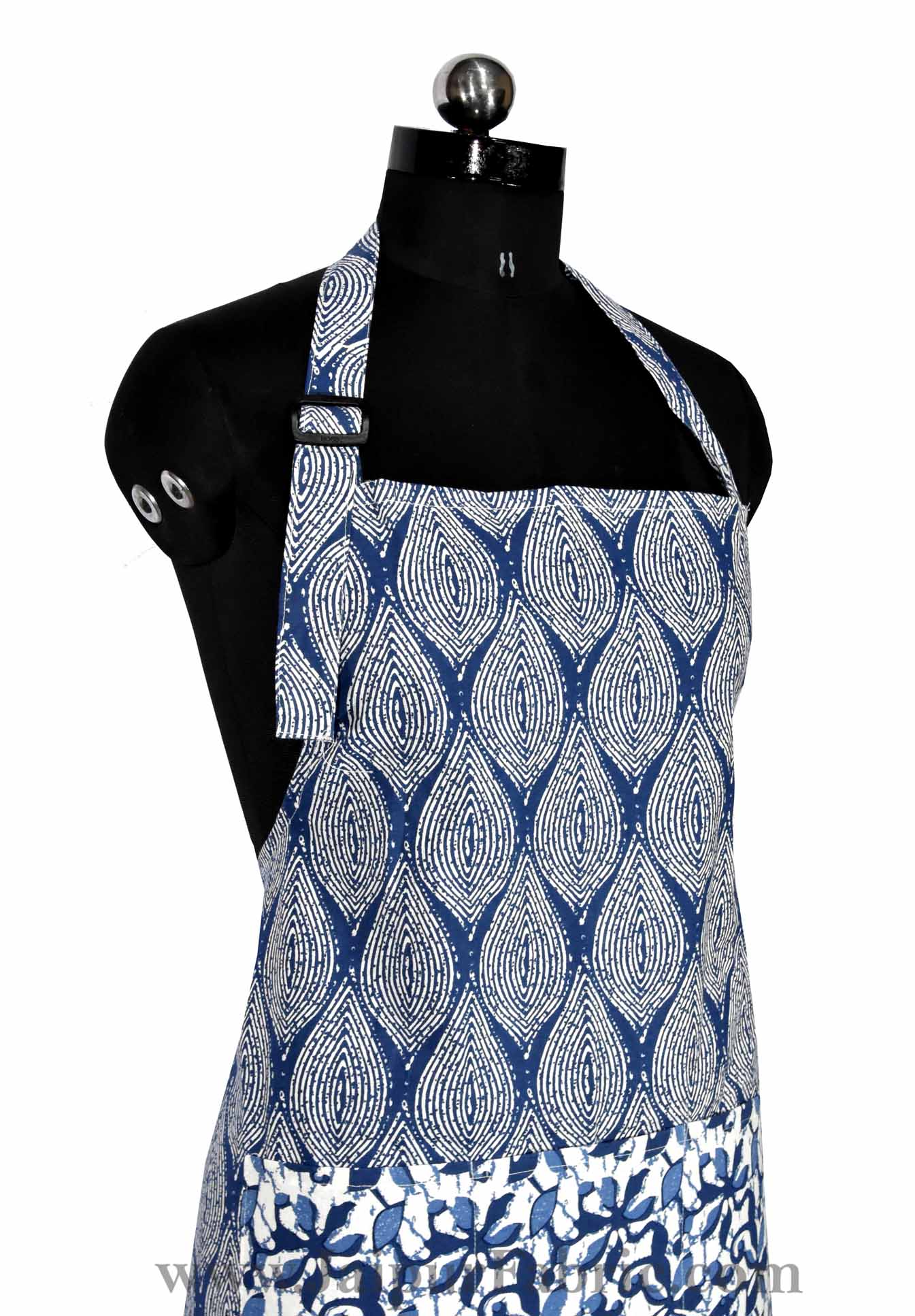 Navy blue retro print apron