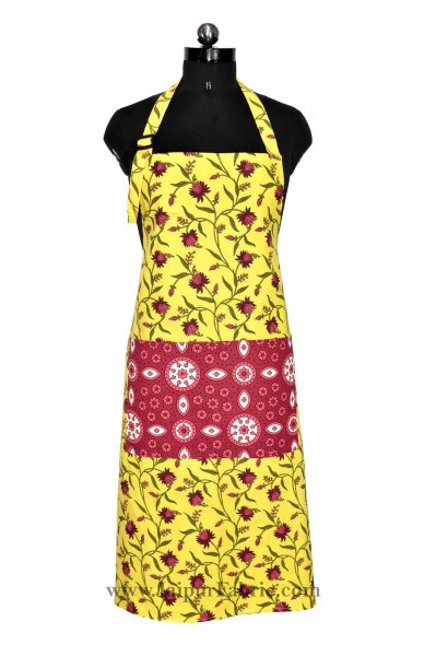 Floral Motif print yellow apron