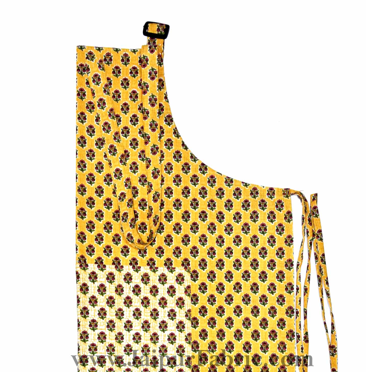 Floral buta print mustard yellow apron