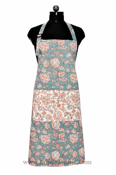 Floral Motif pastel green apron