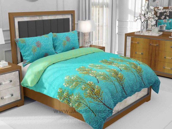 Blue Tropical Trees King Size Bedsheet