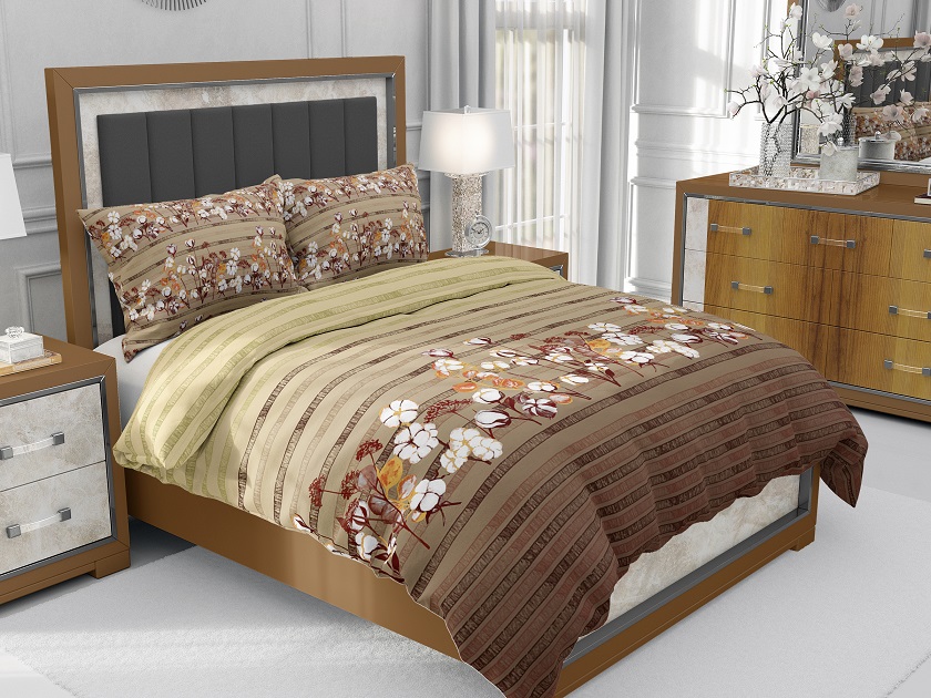 Brown Floral Delight King Size Bedsheet