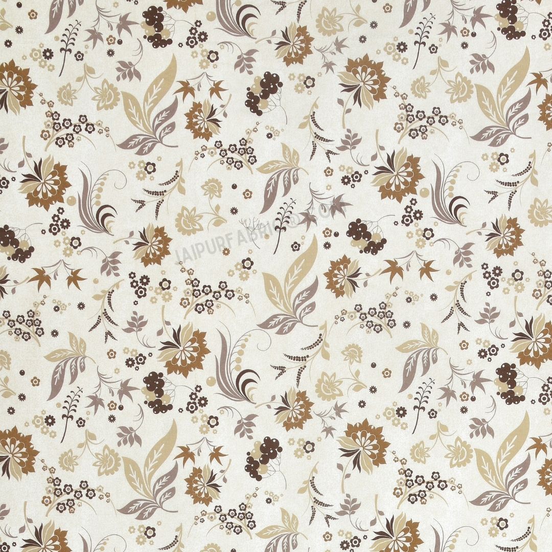 Flowery Spring Off White Chocolate Brown Cotton King Size Bedsheet