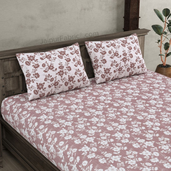 Summer Revival Pink Cotton King Size Bedsheet