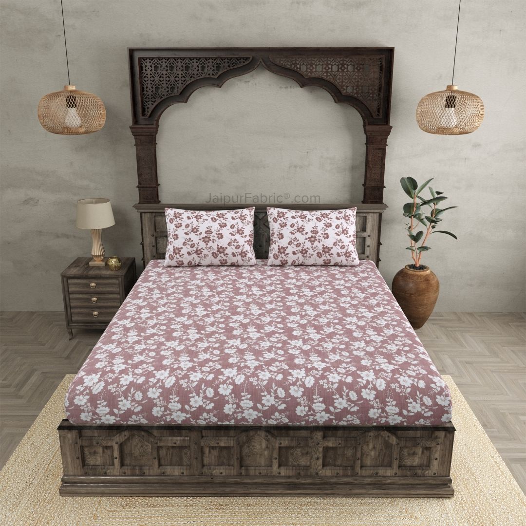 Summer Revival Pink Cotton King Size Bedsheet