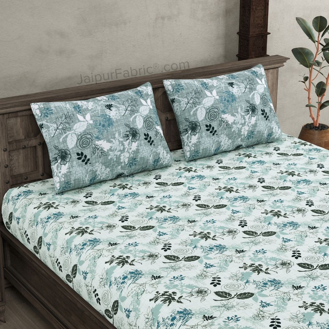 The Finest Pick Rose Pattern Seafoam Green Cotton King Size Bedsheet