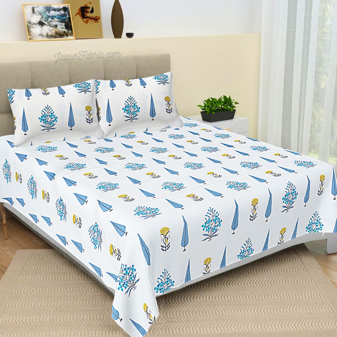 Beautiful Plarsh Floral Premium Hand Blocks of India Cotton Bedsheet