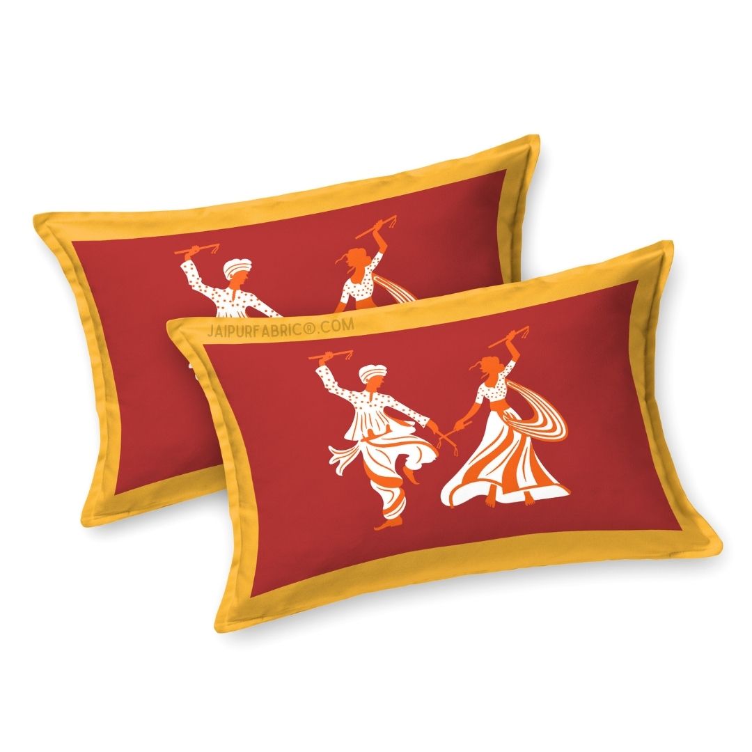 Divine Dance Red Cotton King Size Bedsheet