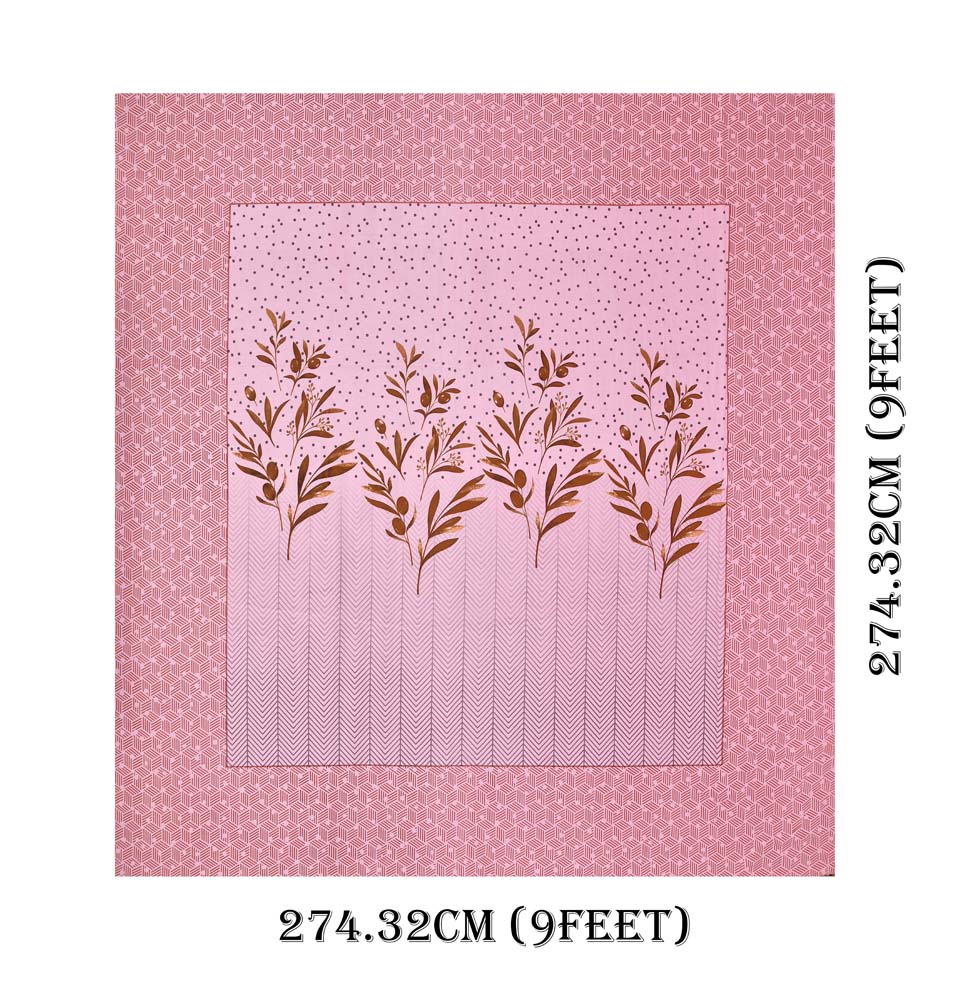 Leafy Luxury Pink Pure Cotton King Size Bedsheet