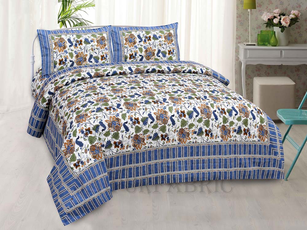 Bed in a Bag Aquatic Blue 1 Dohar + 1 Double BedSheet + 2 Pillow Covers