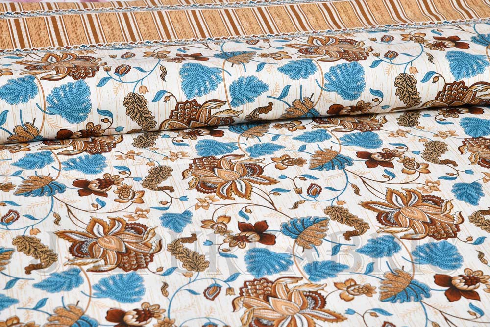 Aquatic Brown Lily Summer Pure Cotton King Size Bedsheet