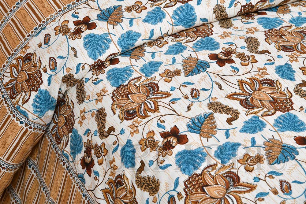 Aquatic Brown Lily Summer Pure Cotton King Size Bedsheet