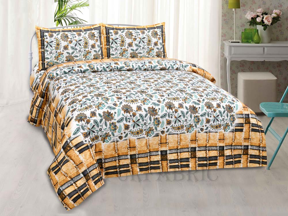 Hop Trefoil Yellow Brick Summer Pure Cotton King Size Bedsheet