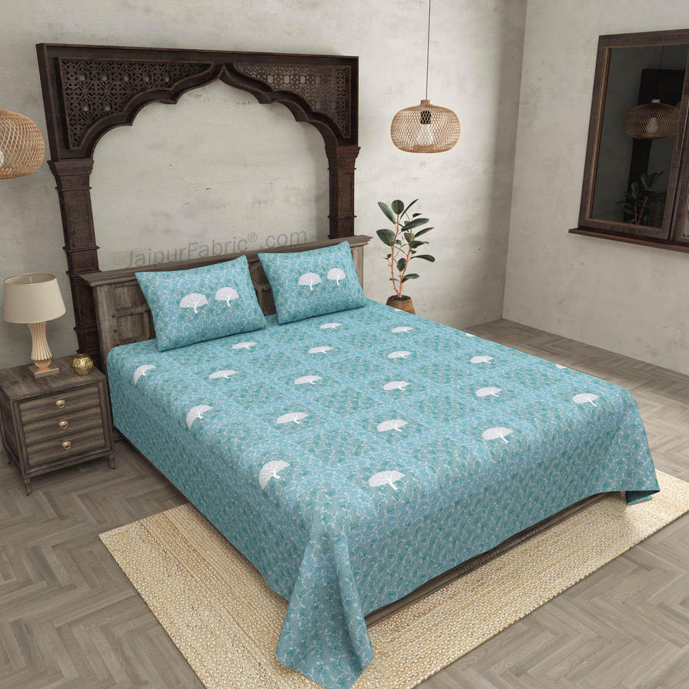 Earth Pastel Blue King Size Pure Cotton Bedsheet