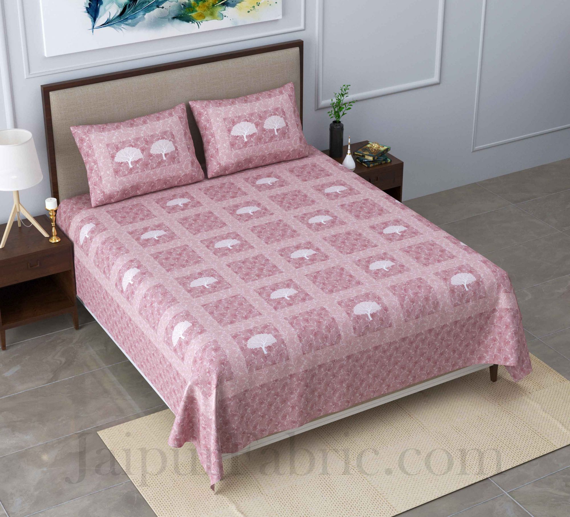 Earth Pastel Peach King Size Pure Cotton Bedsheet