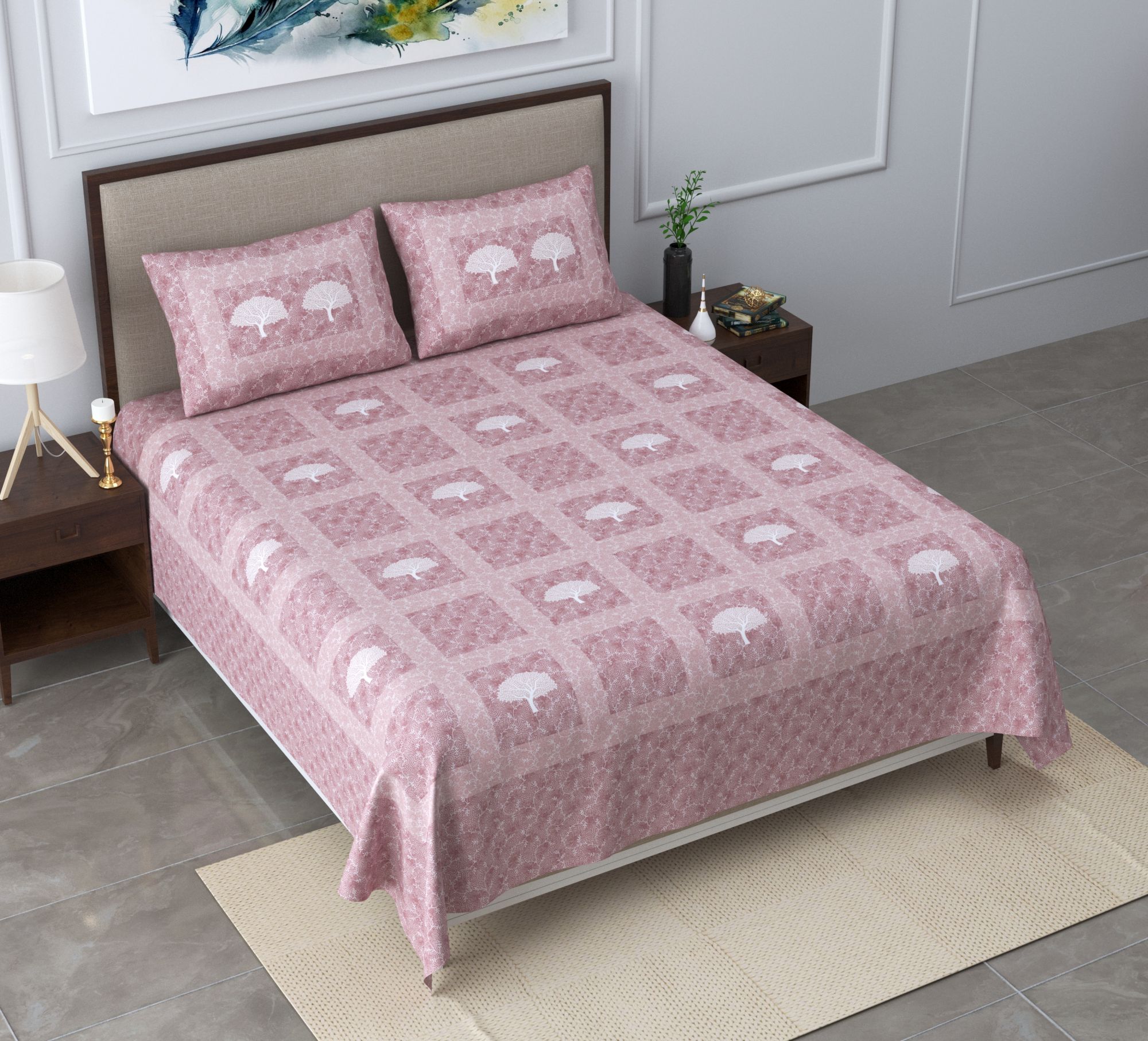 Earth Pastel Peach King Size Pure Cotton Bedsheet