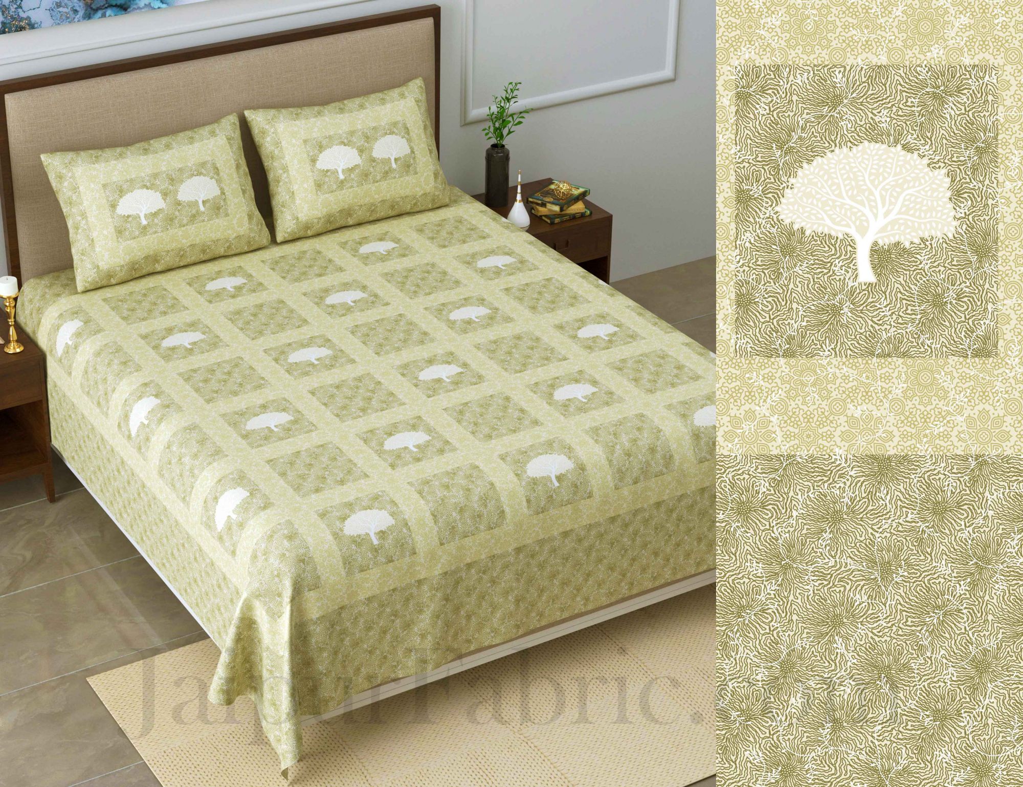 Earth Pastel Green King Size Pure Cotton Bedsheet