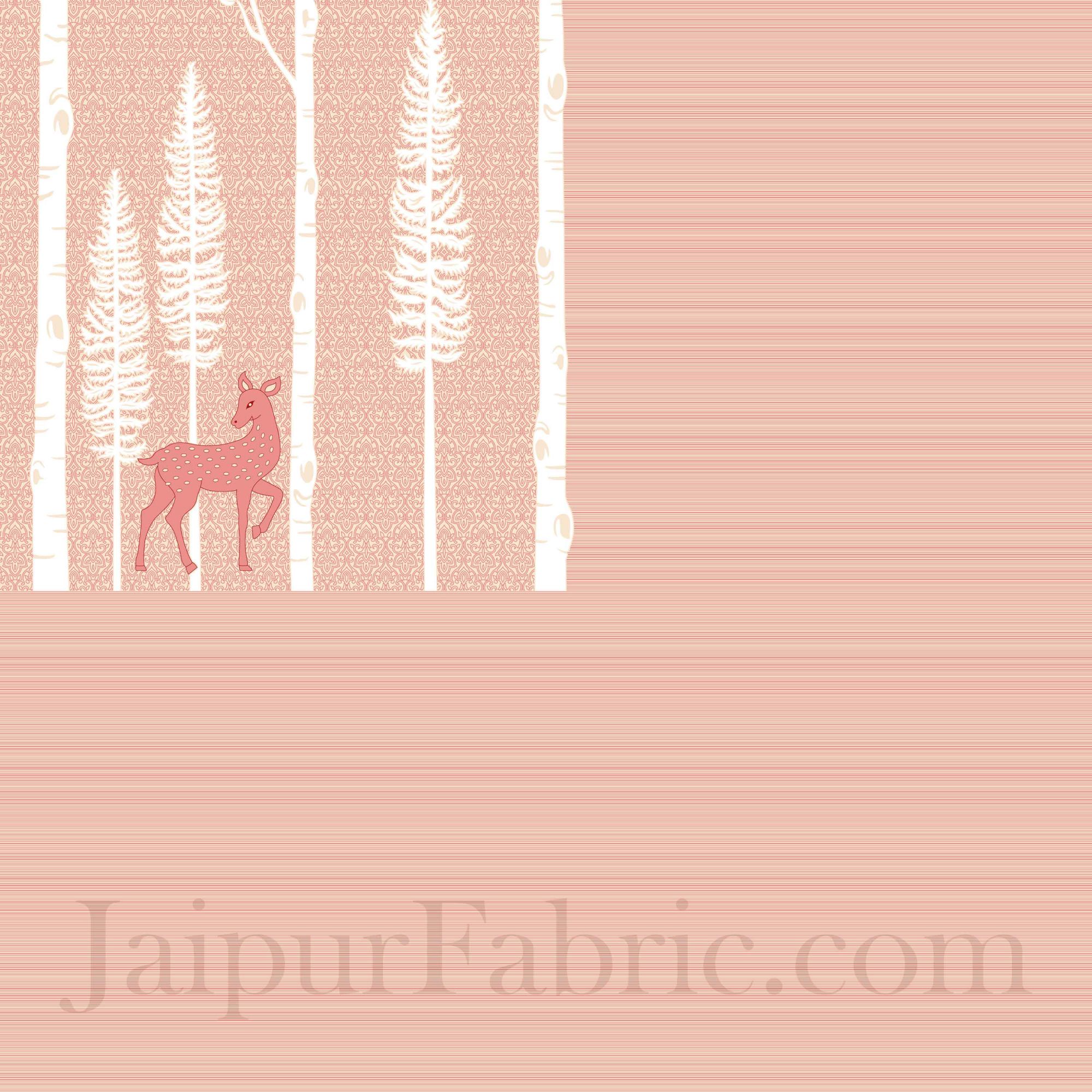 Forest Deer Pastel Peach King Size Pure Cotton Bedsheet