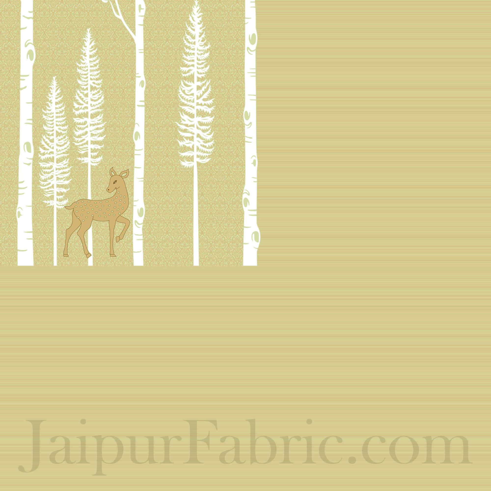 Forest Deer Pastel Green King Size Pure Cotton Bedsheet