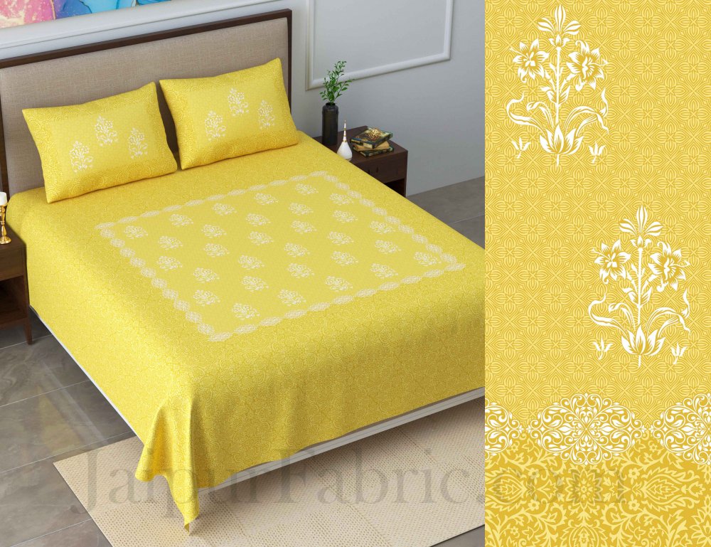 Boota Pastel Lemon King Size Pure Cotton Bedsheet