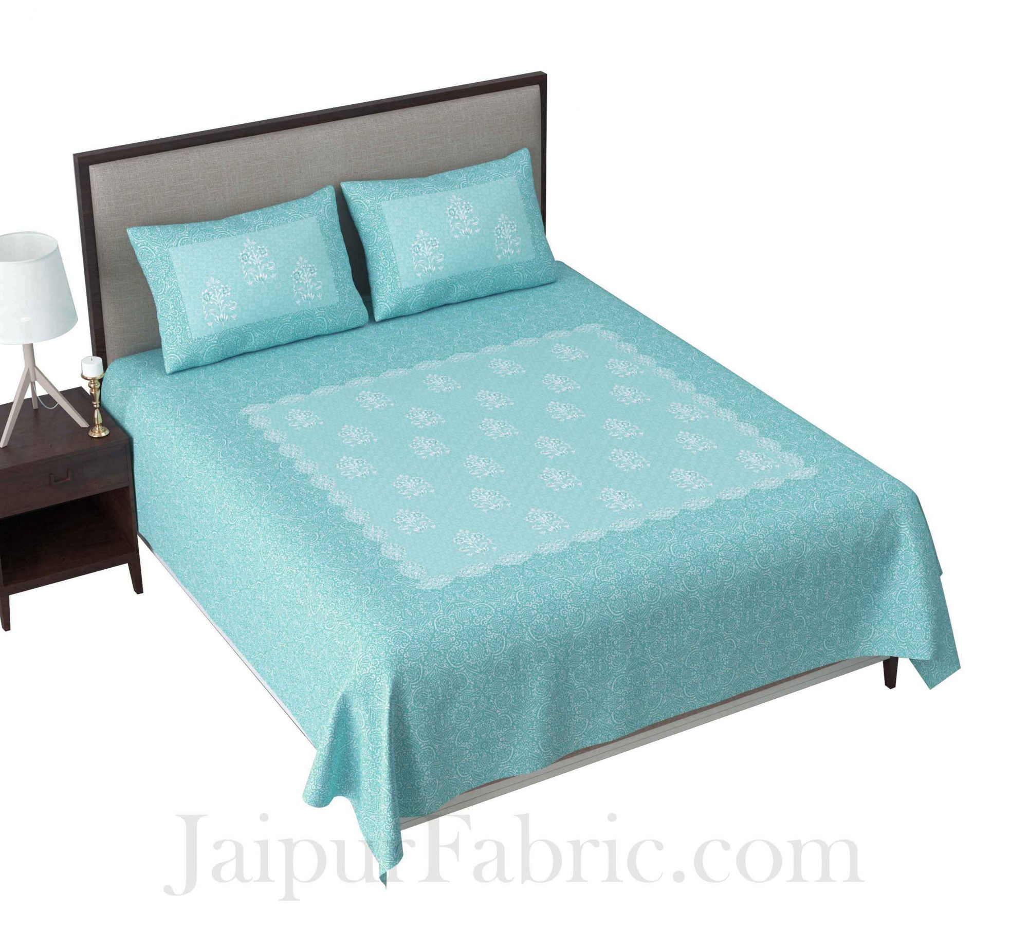 Boota Pastel Blue King Size Pure Cotton Bedsheet