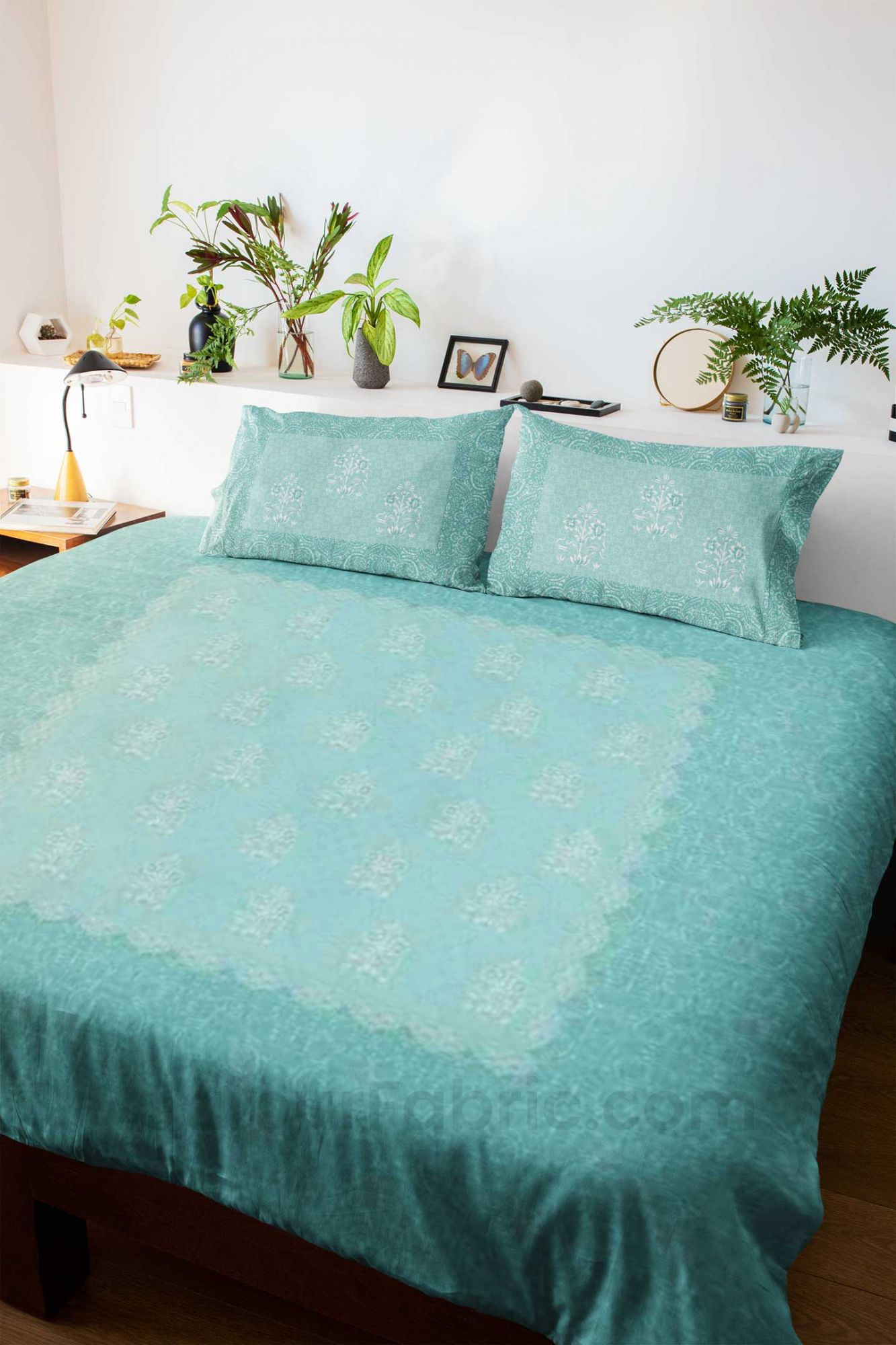 Boota Pastel Blue King Size Pure Cotton Bedsheet