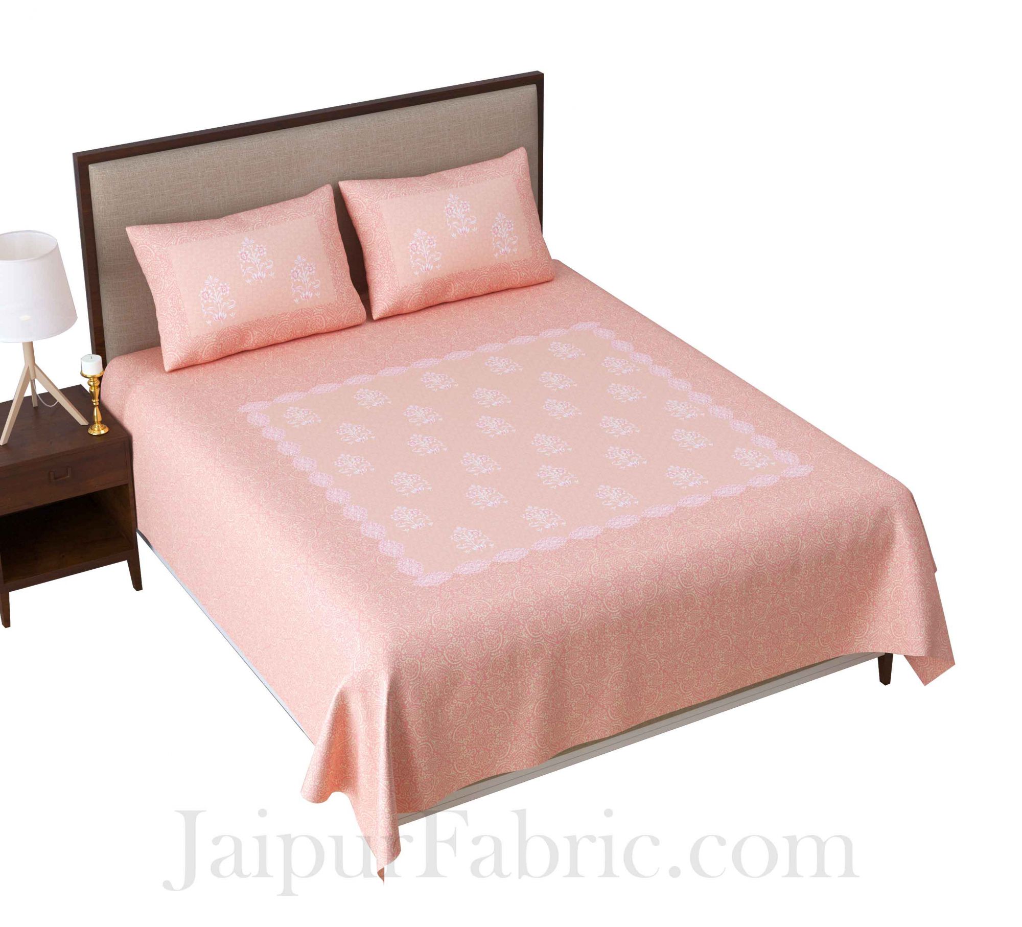 Boota Pastel Peach King Size Pure Cotton Bedsheet