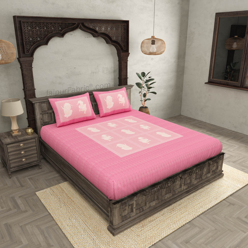 Celebration Pastel Pink King Size Pure Cotton Bedsheet