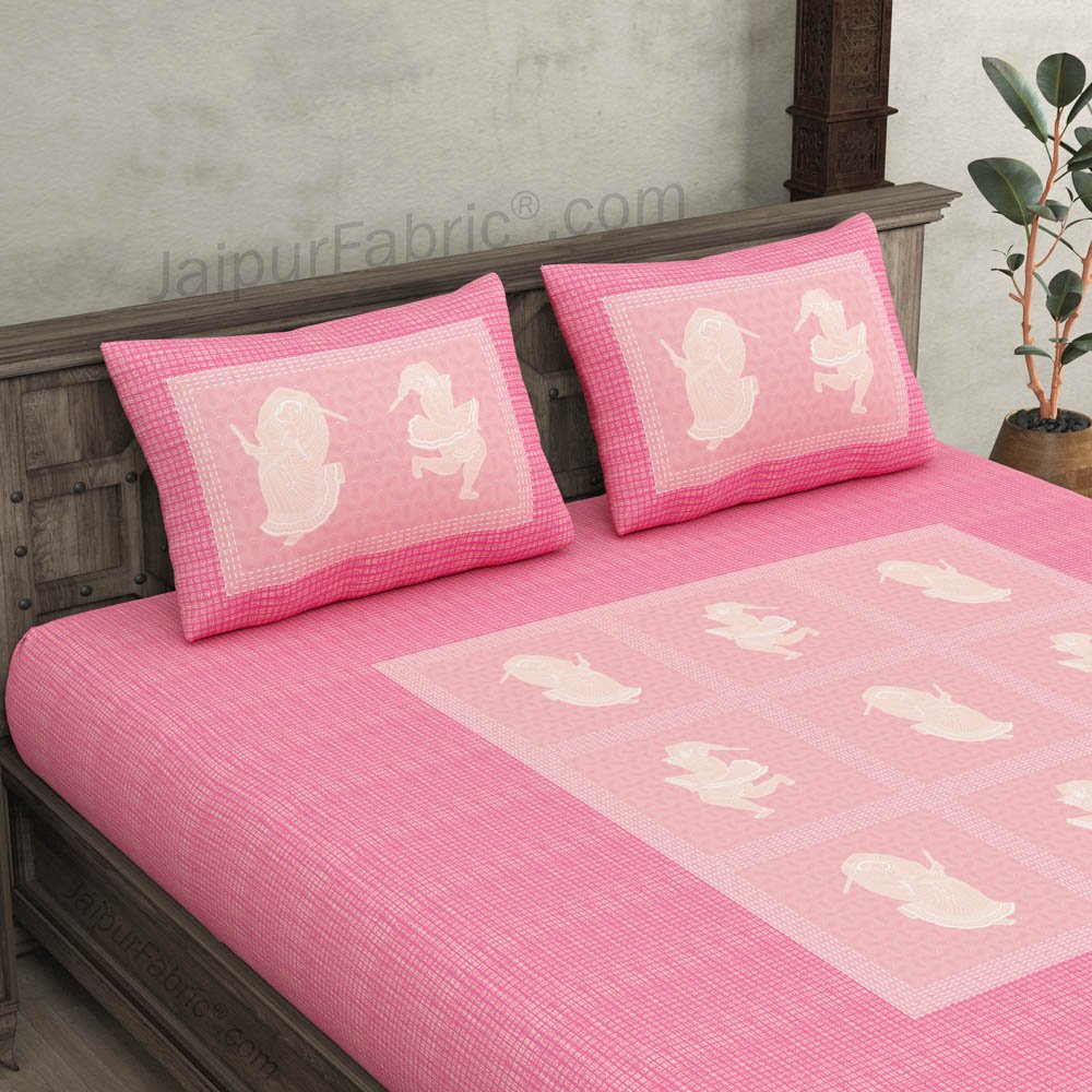 Celebration Pastel Pink King Size Pure Cotton Bedsheet