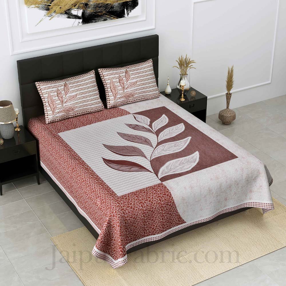 Procian Print Cotyledon Brown Pure Cotton King Size Bedsheet